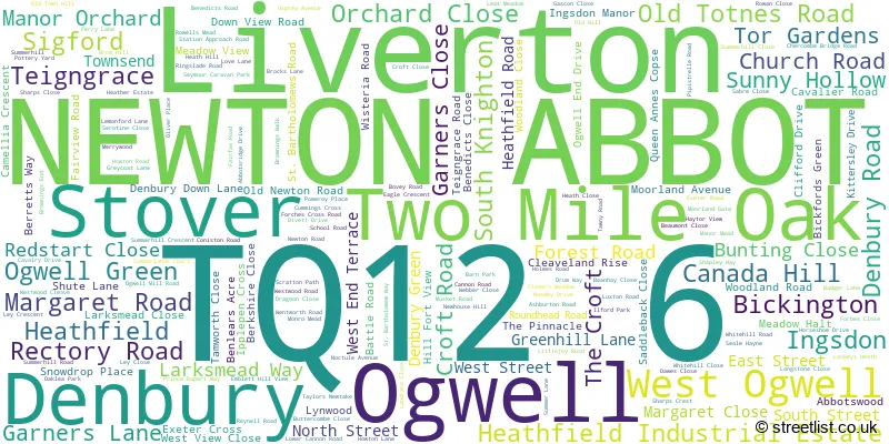 A word cloud for the TQ12 6 postcode